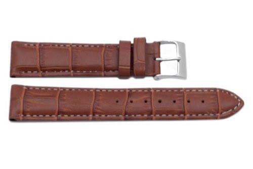 Genuine Square Crocodile Textured Leather Honey Brown Watch Strap