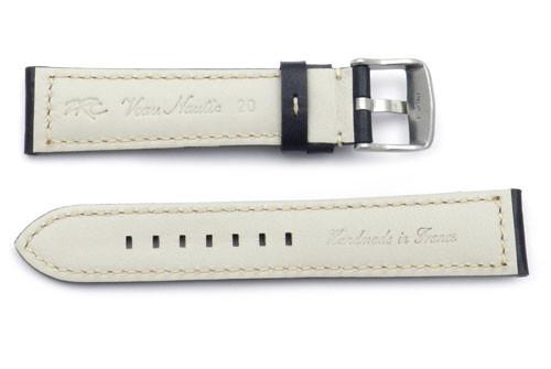 ZRC Genuine Calfskin Smooth Leather White Stitching Watch Strap image