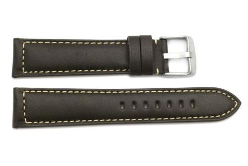 ZRC Genuine Calfskin Smooth Leather White Stitching Watch Strap image