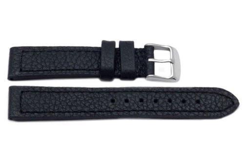 Genuine Textured Leather Heavy Padding Black Watch Band