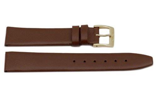 Genuine Smooth Leather Flat Light Brown Watch Band