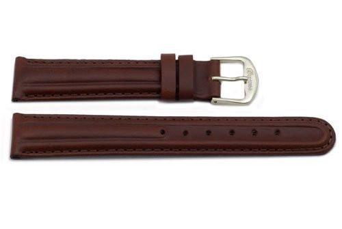 Genuine Smooth Leather Dark Brown Watch Band