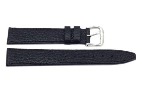 Genuine Textured Leather Black Watch Band