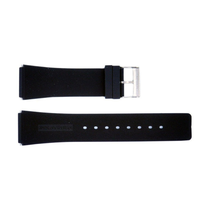 Genuine Skagen Black Smooth Rubber 25mm Watch Strap - Pins image