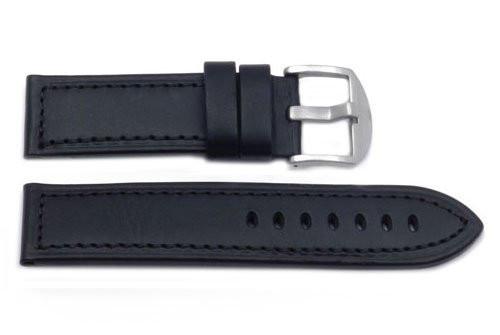 Hadley Roma Panerai Style Black Genuine Leather Wide Watch Band