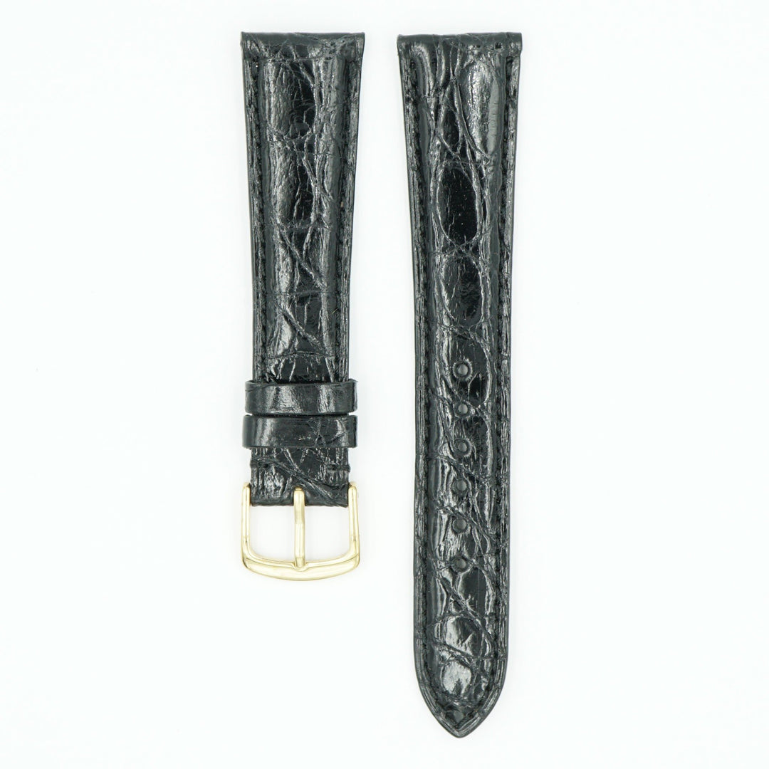 Caiman Padded Black Crocodile Watch Band image