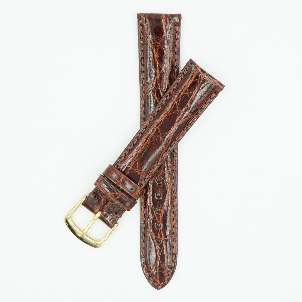 Caiman Padded Chestnut Crocodile Watch Band image