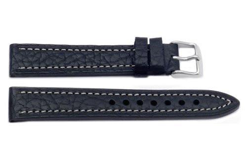 Hadley Roma Shrunken Textured Grain Black Leather Watch Band