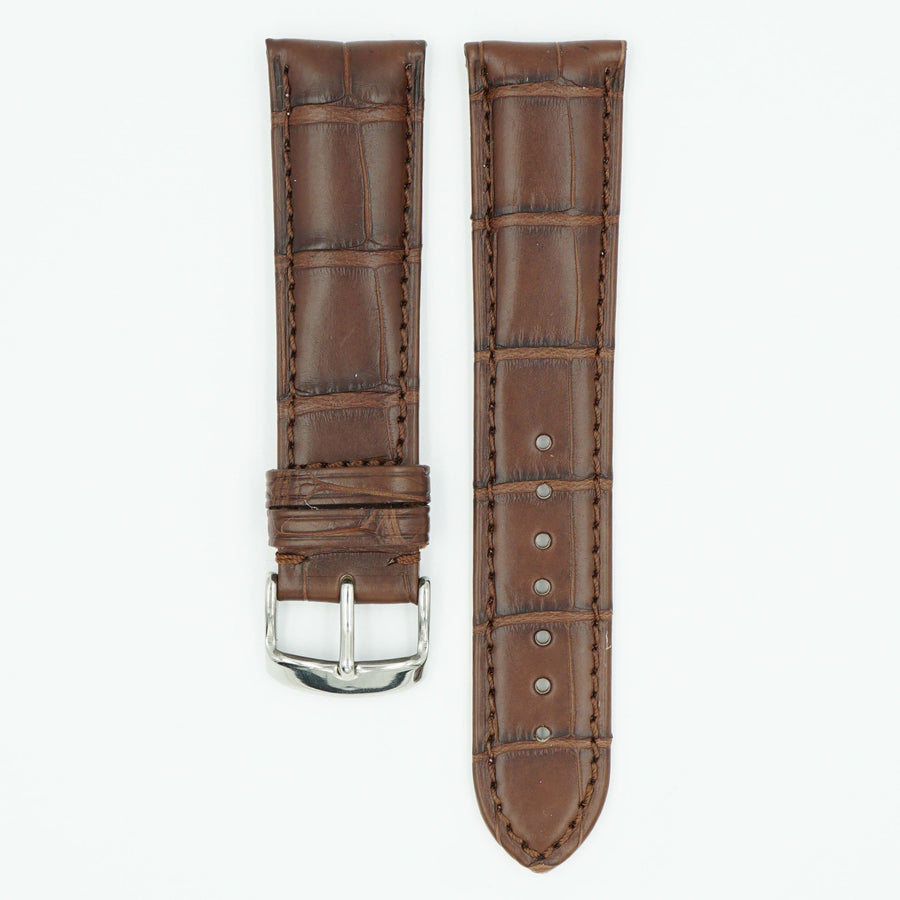 Genuine Alligator Heavy Pad Watch Strap - Brown image