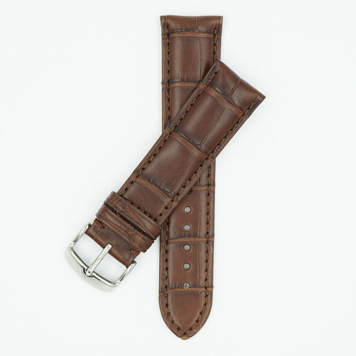 Genuine Alligator Heavy Pad Watch Strap - Brown image