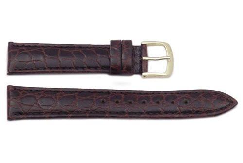 Hadley Roma Brown Crocodile Grain Light Padded Leather Long Watch Band