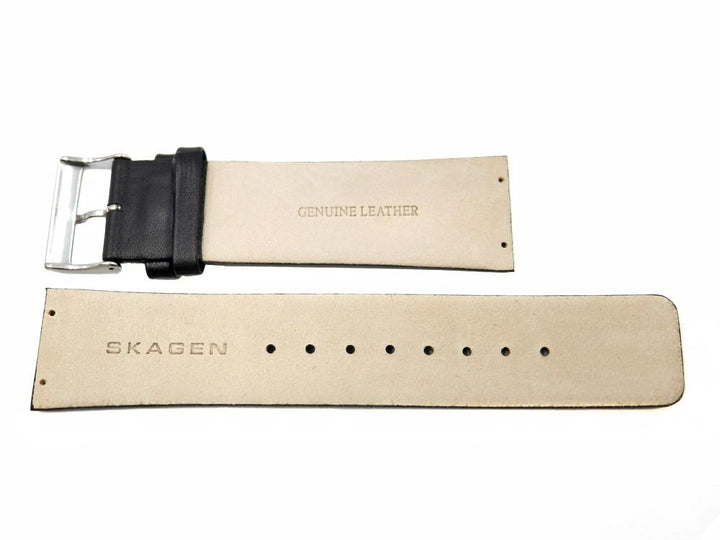 Genuine Skagen Black Leather 24mm Watch Strap - Screws image