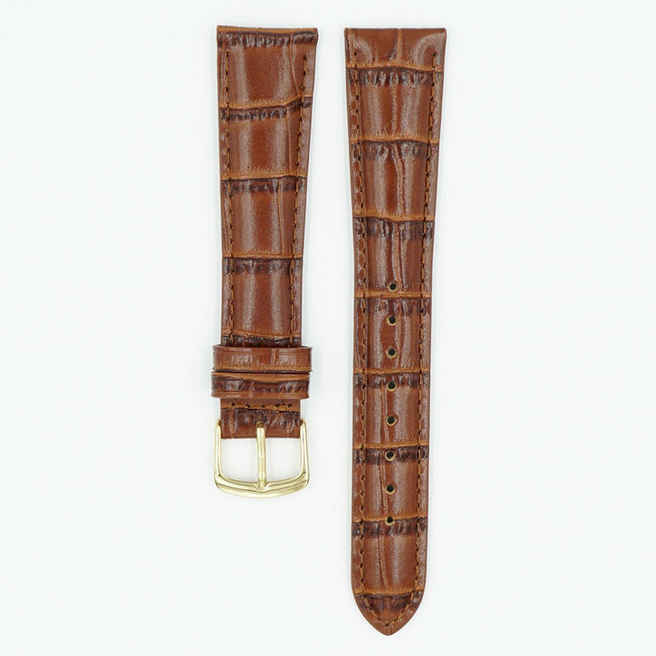 Alligator Grain Chestnut Long Leather Watch Band image