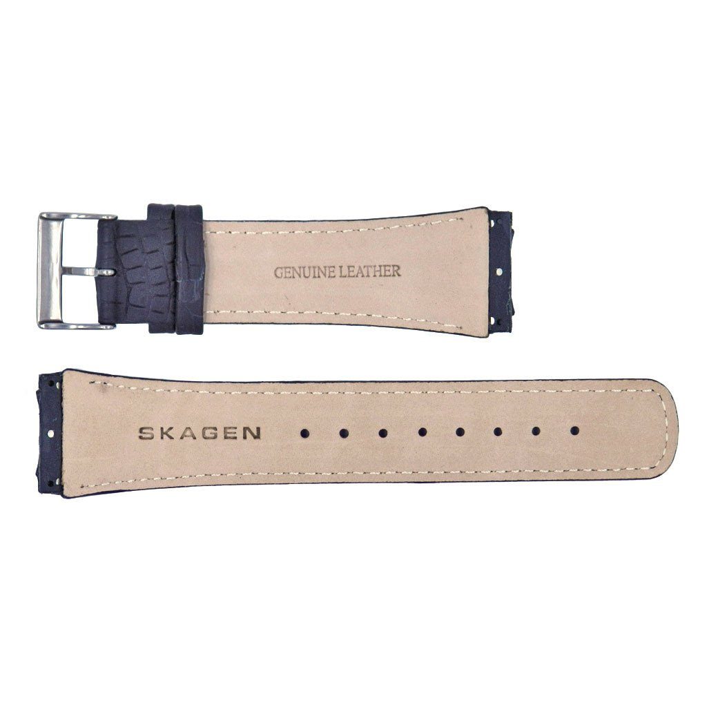 Genuine Skagen Black Crocodile Grain 24mm Leather Watch Strap - Screws image