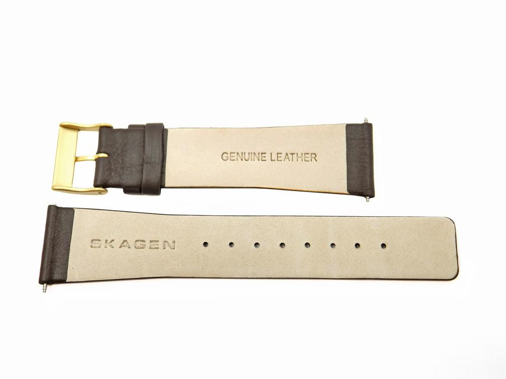 Genuine Skagen 858XLGLD Dark Brown Leather 22mm Watch Strap image