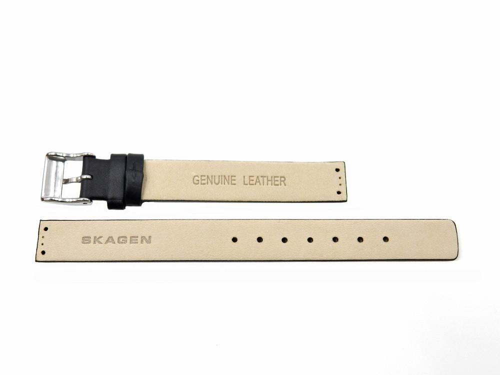 Genuine Skagen Black Leather 12mm Watch Strap - Screws image