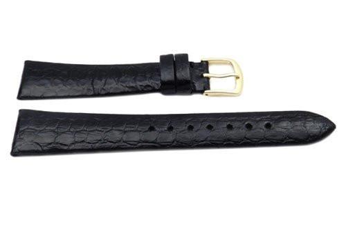 Hadley Roma Genuine Black Water Snake Semi-Gloss Watch Strap