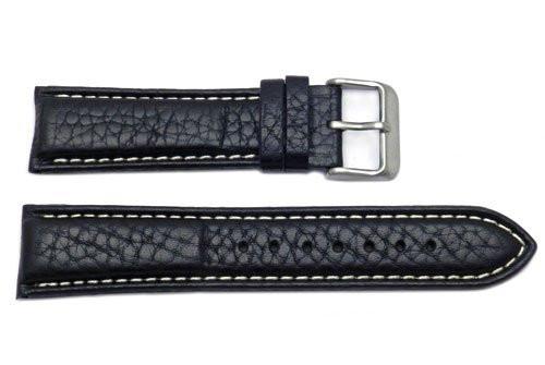 Genuine Black Leather Textured Padded Watch Strap