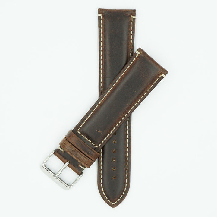 Oil Tanned Brown Long Leather Watch Band image