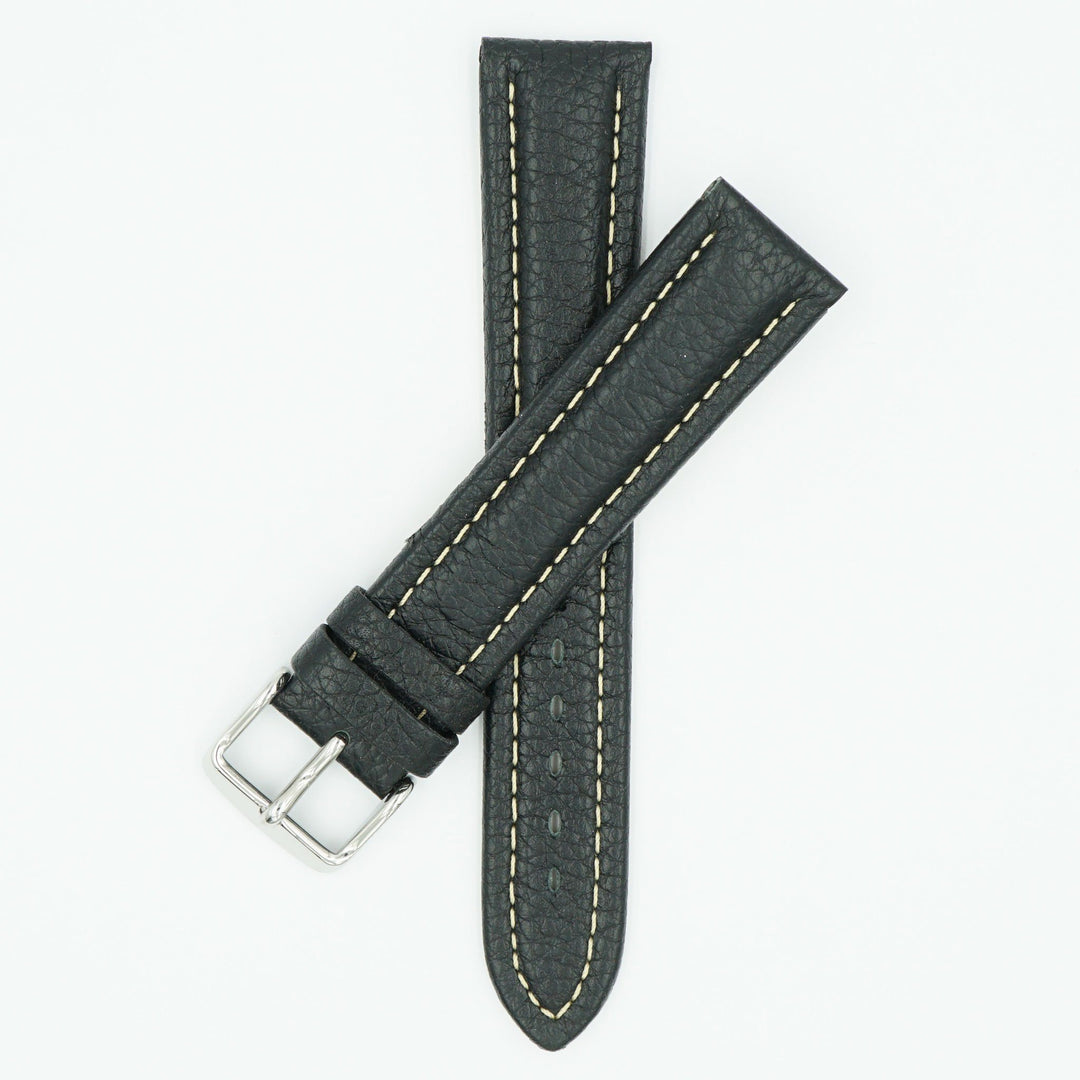 Leather Padded Black Long Watch Strap image