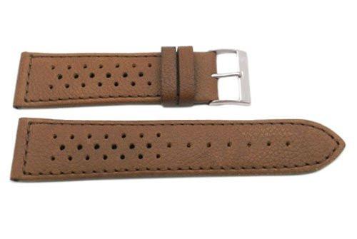 Genuine Calfskin Leather Rally Style Racing Sport Watch Band