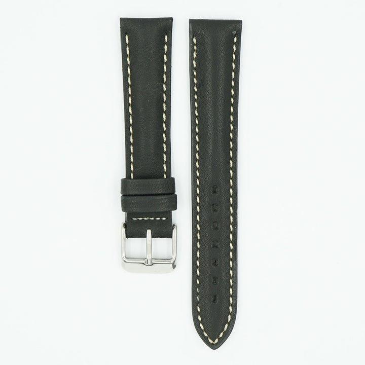 Black Waterproof Leather Watch Strap image