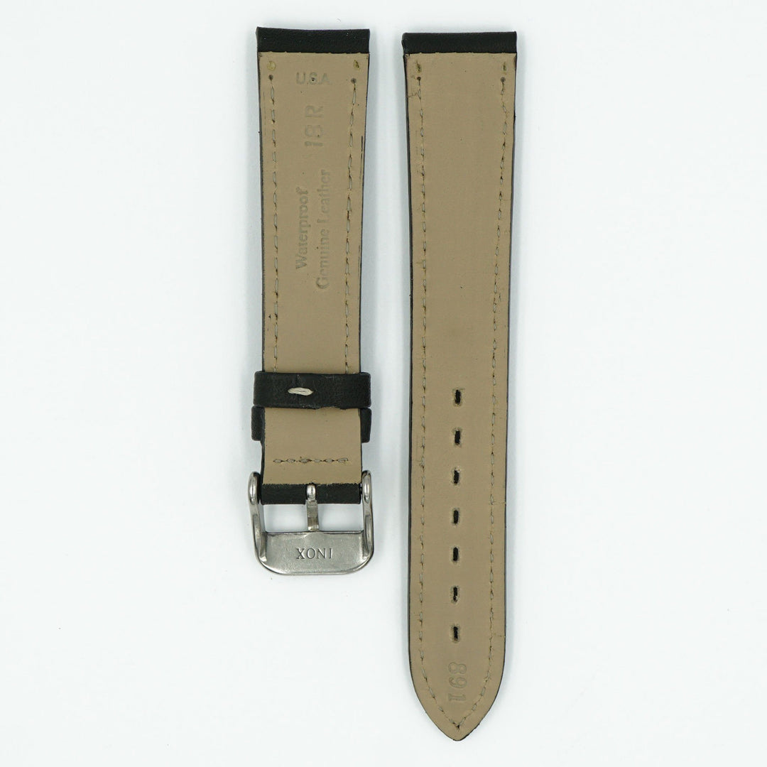 Black Waterproof Leather Watch Strap image