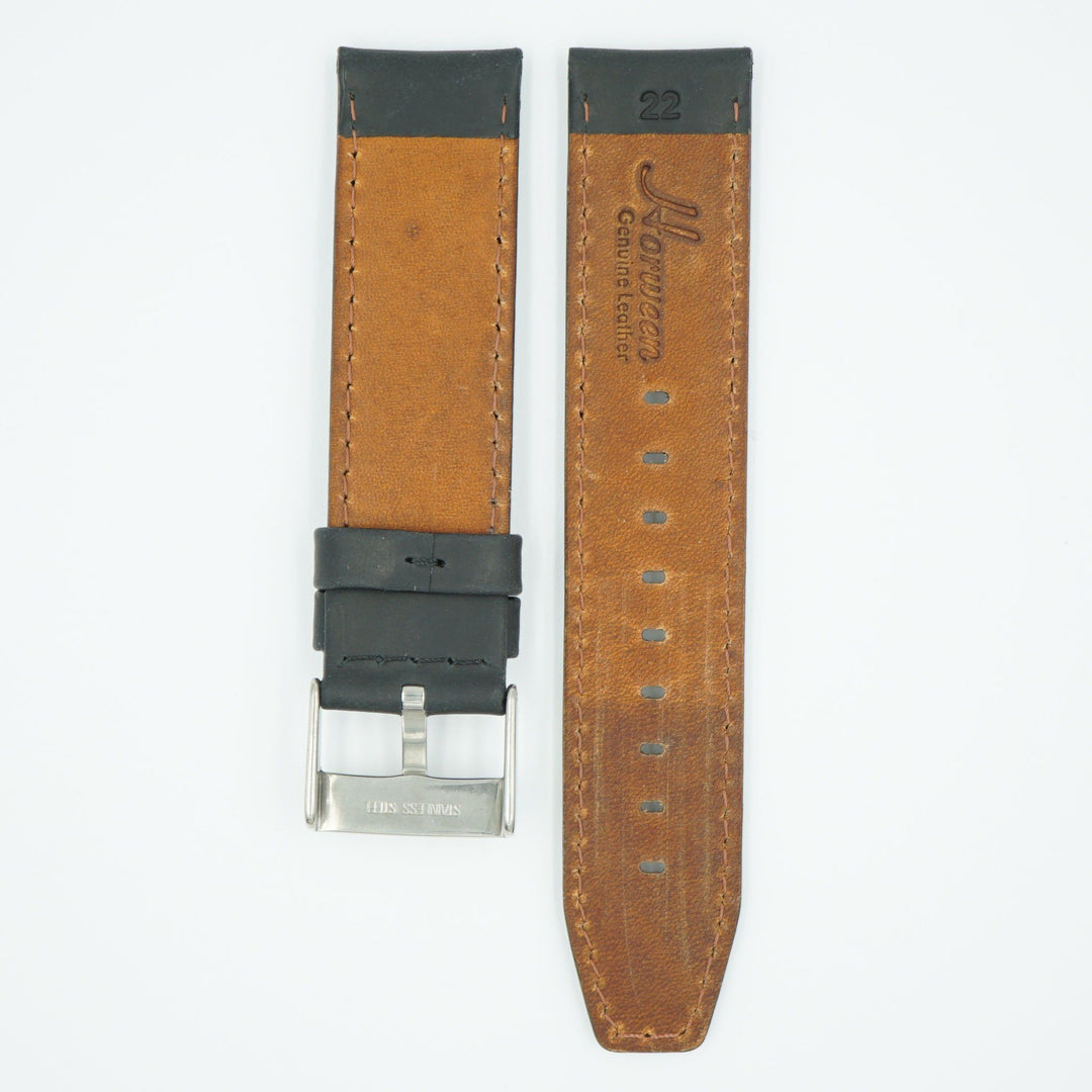 Horween Distressed Black Leather Watch Strap image