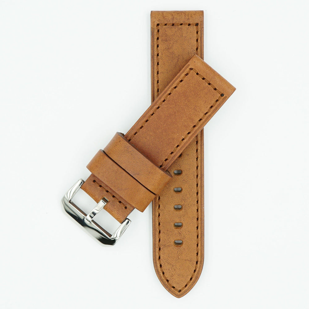 Heavy Flat Pad Tan Leather Strap image