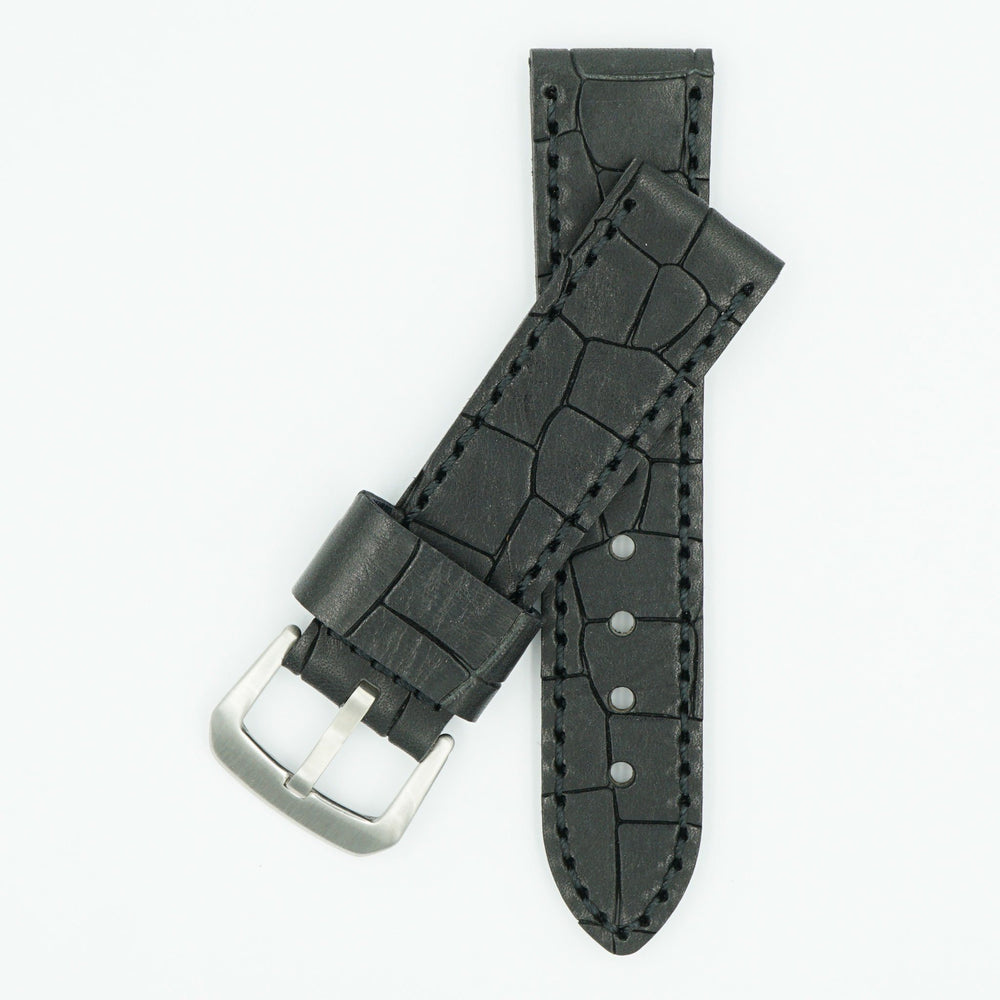 Heavy Oil Tanned Black Leather Watch Band image