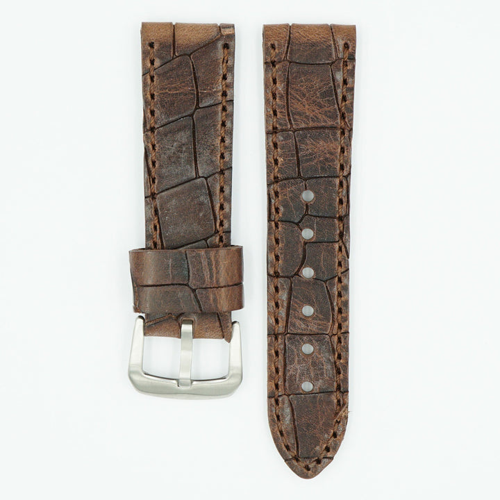 Heavy Oil Tanned Brown Leather Watch Band image