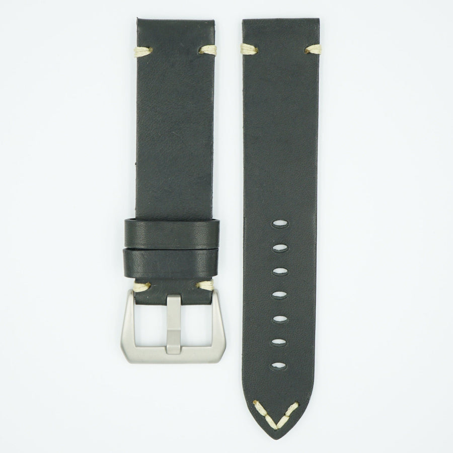 Vintage Heavy Black Leather Watch Strap image