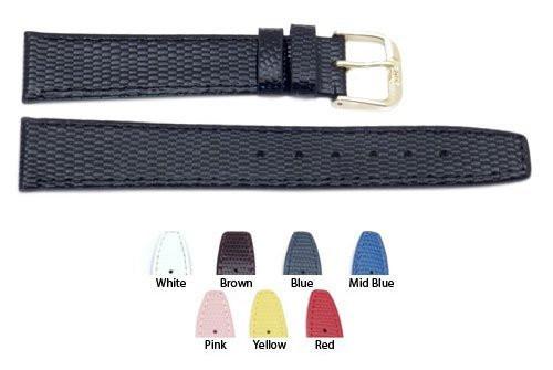 Lizard Grain Genuine Leather Flat Watch Band