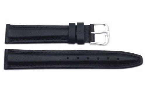 Smooth Black Tapered Genuine Leather Watch Band