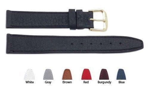 Classic Buffalo Leather Flat Watch Strap With Stitching