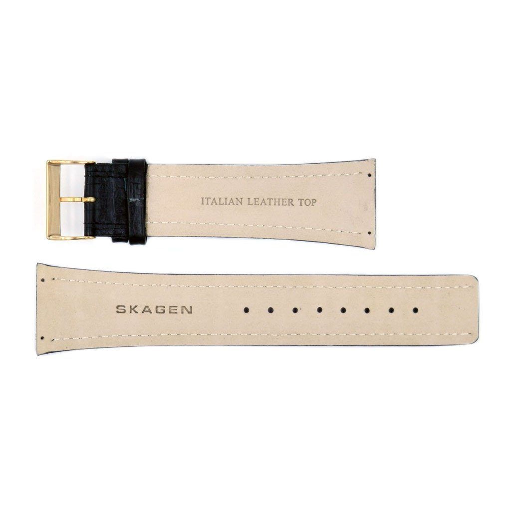 Genuine Skagen Black Crocodile Grain 26mm Leather Watch Strap - Screws image