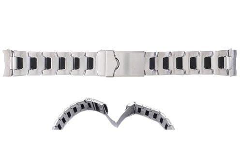 Hadley Roma Stainless Steel and Black Sport Metal Watch Strap