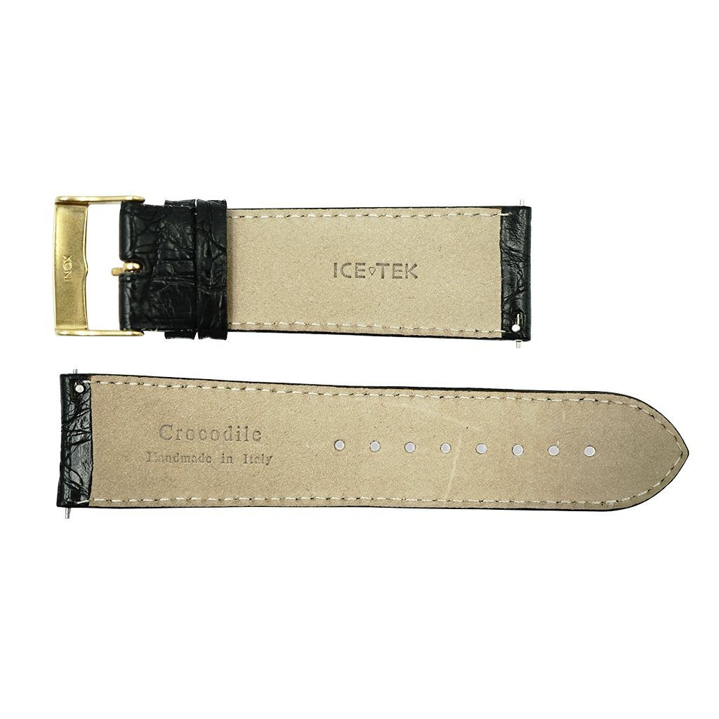 24mm Black Genuine Crocodile Watch Strap image