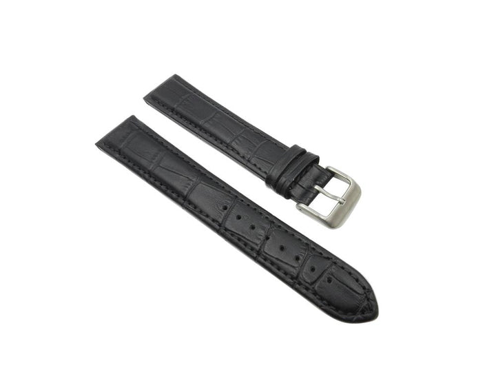 Genuine Leather Black Alligator Grain Extra Long Watch Strap image