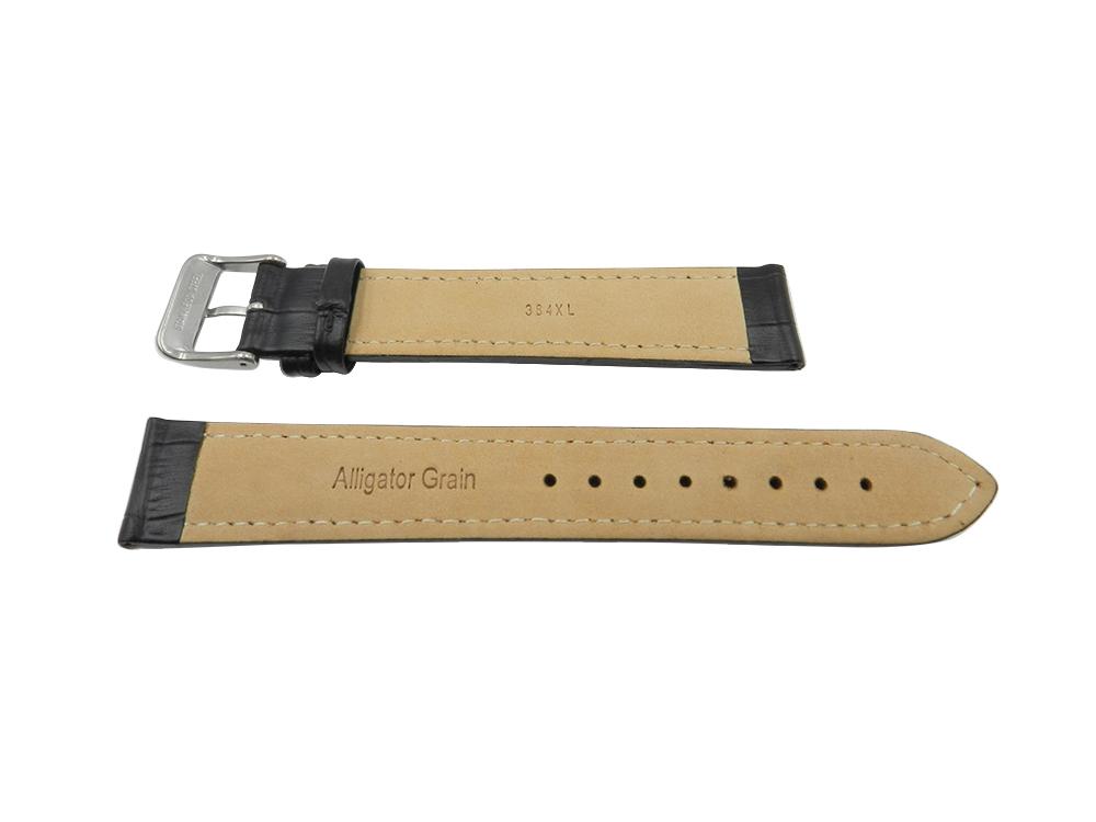 Genuine Leather Black Alligator Grain Extra Long Watch Strap image