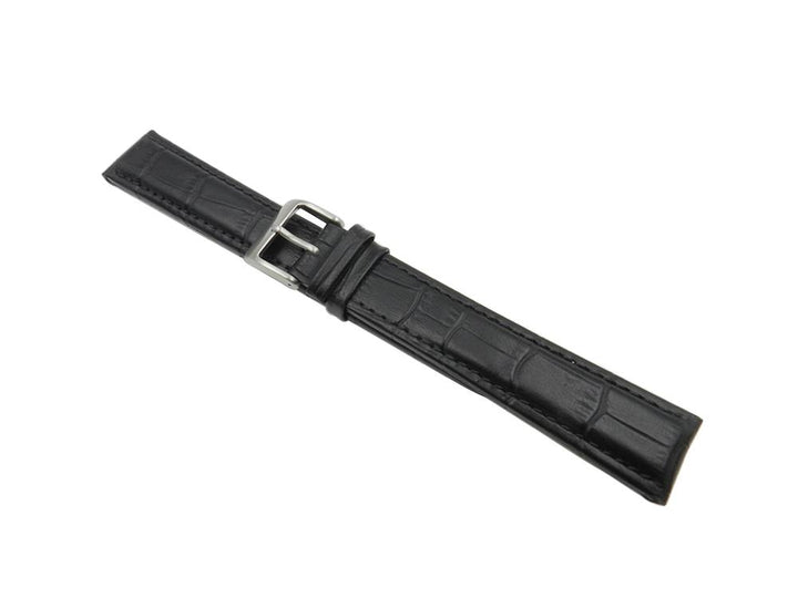 Genuine Leather Black Alligator Grain Extra Long Watch Strap image