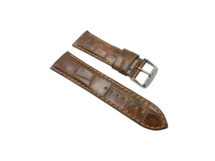 Genuine Italian Leather Large Alligator Grain Brown Watch Strap image