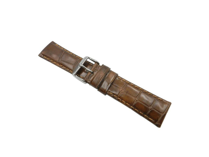 Genuine Italian Leather Large Alligator Grain Brown Watch Strap image