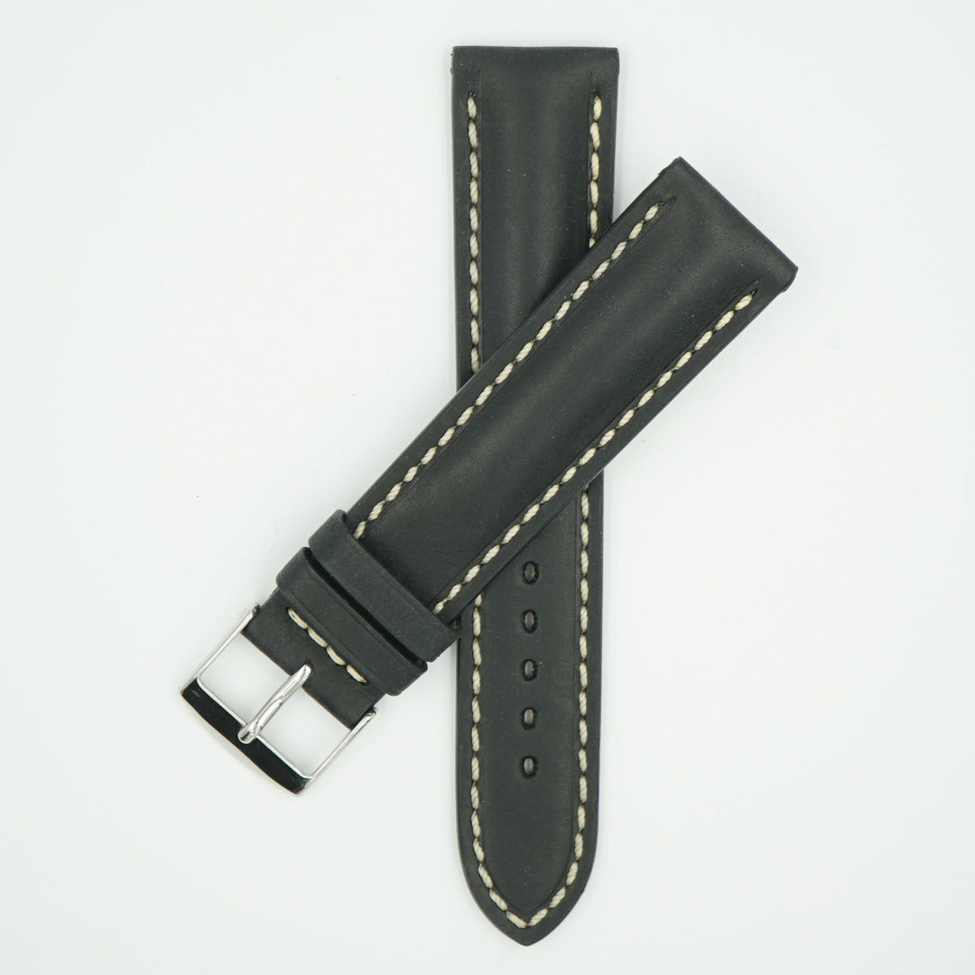 Vintage Black Padded Leather With Ecru Stitch image