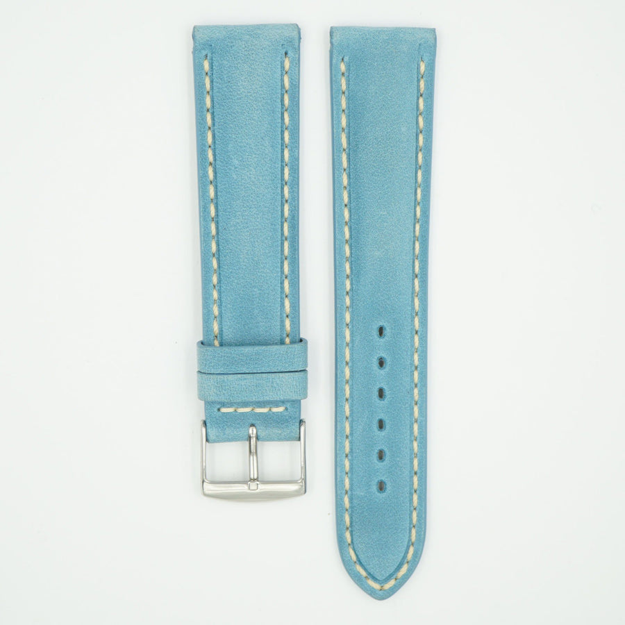 Vintage Turquoise Padded Leather With Ecru Stitch image