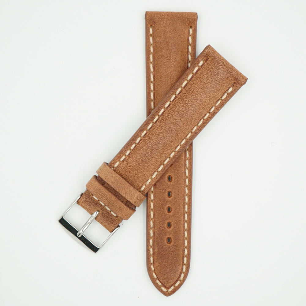 Vintage Brown Padded Leather With Ecru Stitch image