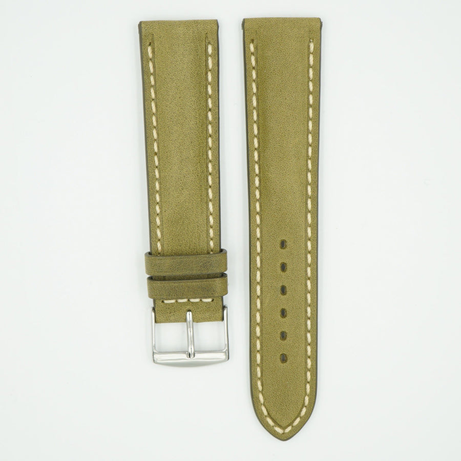 Vintage Sage Padded Leather With Ecru Stitch image