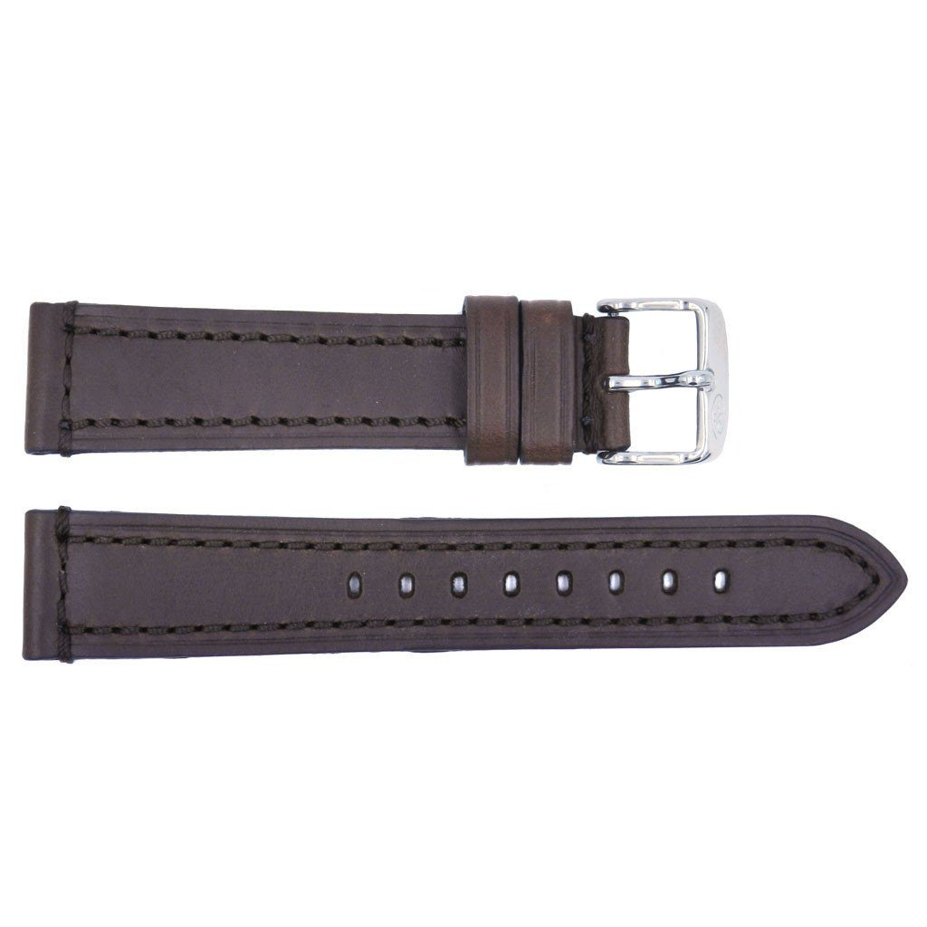 Euro Collection Rhein Fils Switzerland Brown Heavy Stitched Leather Watch Strap image