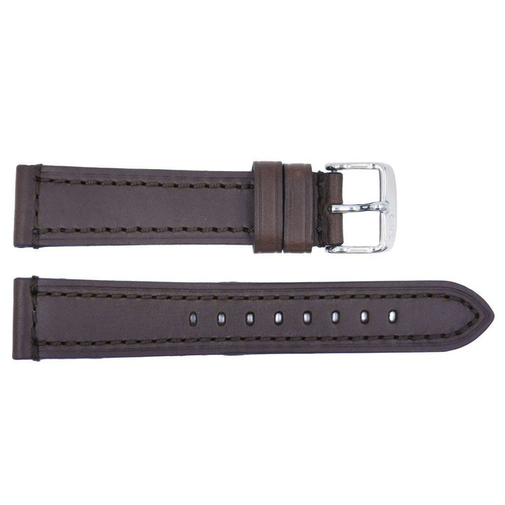 Euro Collection Rhein Fils Switzerland Brown Heavy Stitched Leather Watch Strap image