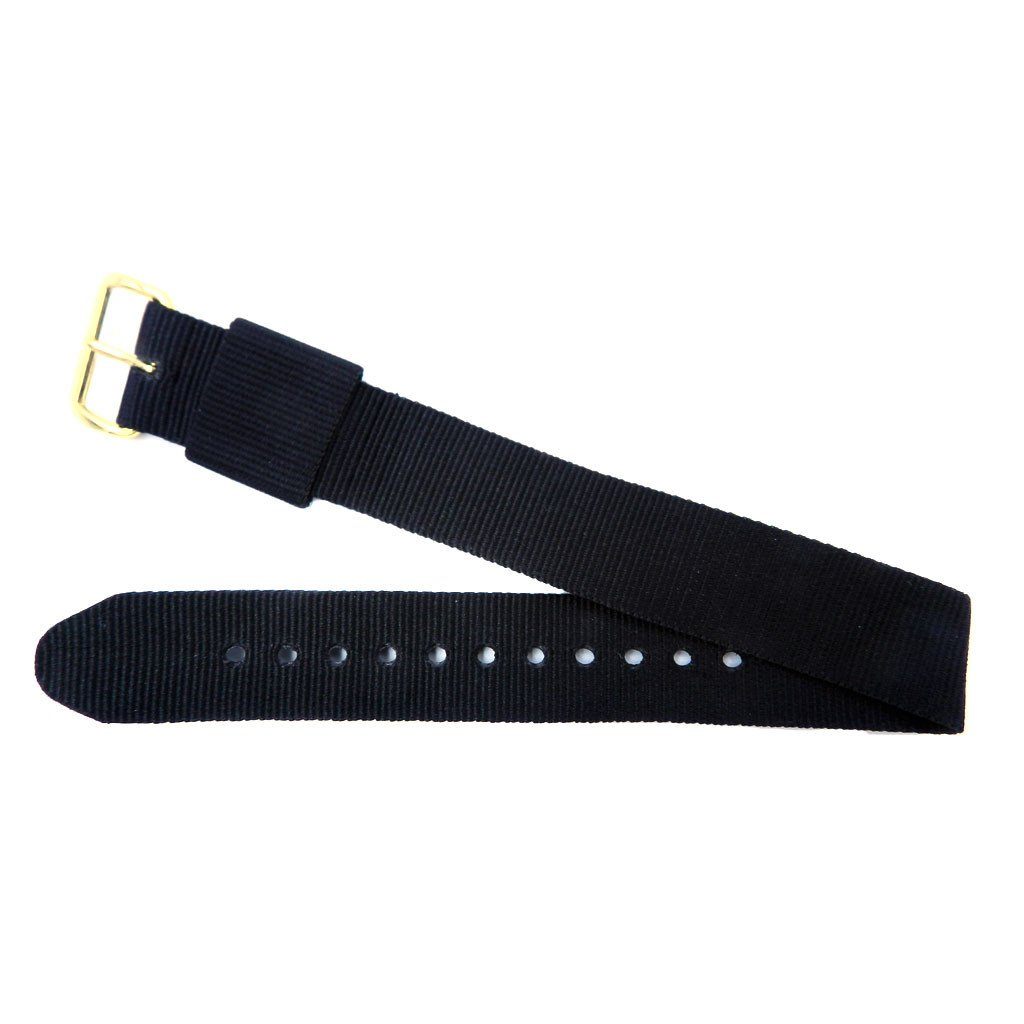 Euro Collection Black Slip Thru One Piece Nylon Watch Strap image